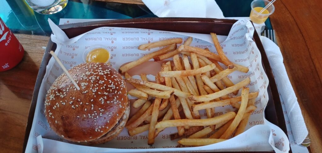 Burger and fries at Royal BurgerBouregreg Marina Sale